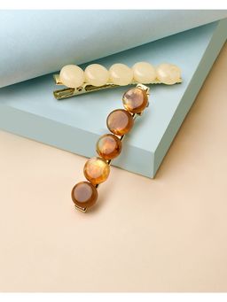 ToniQ - Stylish Set of 2 Stone Hair Clips, Pins For Women