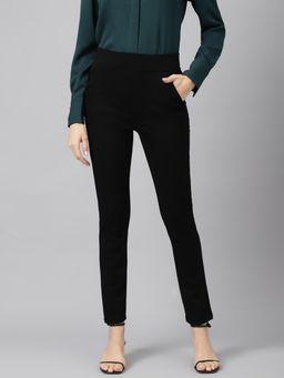 Xpose - Women Black Solid Slim Fit Trousers