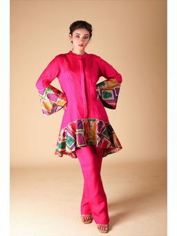 THETAA - Pink Organza Kurti With Pant