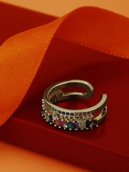 Carlton London - Premium Gold Toned Cubic Zirconia Studded Gold-Plated Adjustable Ring