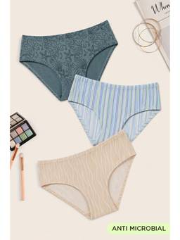 Zivame - Low Rise Full Coverage Hipster Panty - Multi-Color (Pack of 3)