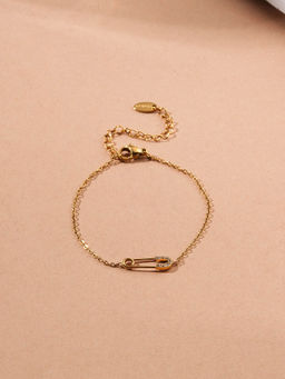 Palmonas - Crystal Safety Pin Chain Bracelet For Women - Waterproof And Anti-Tarnish