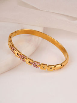 Palmonas - Brick Pattern Bangle Bracelet For Women - Waterproof And Anti-Tarnish
