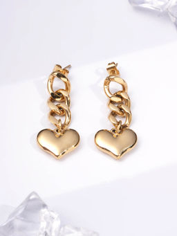 Palmonas - Heart Link Drape Drop Earrings For Women - Waterproof And Anti-Tarnish