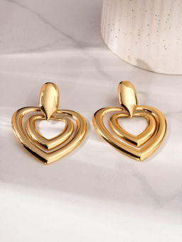 Palmonas - Twin Heart Drop Earrings For Women - Waterproof And Anti-Tarnish