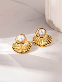 Palmonas - Oyster Pearl Stud Earrings For Women - Waterproof And Anti-Tarnish
