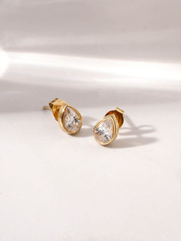Palmonas - Glossy Pear Cz Stud Earrings For Women - Waterproof And Anti-Tarnish