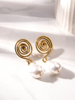 Palmonas - Swirl Pearl Drop Earrings For Women - Waterproof And Anti-Tarnish