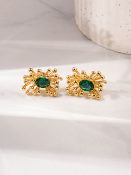 Palmonas - Gold Burst Cz Stone Earrings For Women - Waterproof And Anti-Tarnish