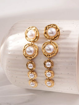 Palmonas - Chic Long Pearl Dangle Earrings For Women - Waterproof And Anti-Tarnish