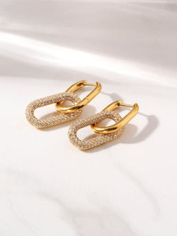 Palmonas - Interlock Cz Stone Dangle Earrings For Women - Waterproof And Anti-Tarnish