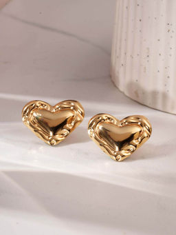 Palmonas - Luxe Heart Stud Earrings For Women - Waterproof And Anti-Tarnish