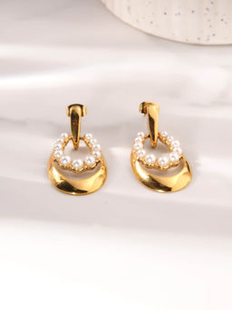Palmonas - Twin Oval Pearl Drop Earrings For Women - Waterproof And Anti-Tarnish