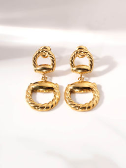 Palmonas - Textured D Drop Earrings For Women - Waterproof And Anti-Tarnish