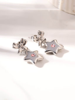 Palmonas - Solid Bow And Star Drop Earrings For Women - Waterproof And Anti-Tarnish
