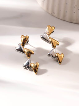 Palmonas - Tiny Attached Hearts Drop Earrings For Women - Waterproof And Anti-Tarnish