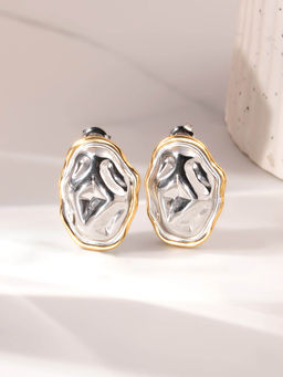 Palmonas - Hammered Stone Stud Earrings For Women - Waterproof And Anti-Tarnish