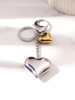 Palmonas - Heart Charm Dual-Tone Keychain For Womens - Waterproof And Anti-Tarnish