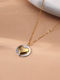 Palmonas - Statement Heart Circle Pendant Necklace For Women - Waterproof And Anti-Tarnish