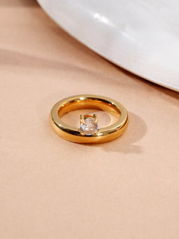 Palmonas - Sculpted Band With Stone Ring For Womens - Waterproof And Anti-Tarnish