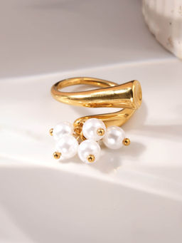 Palmonas - Ornate Pearls Tassel Ring For Womens - Waterproof And Anti-Tarnish