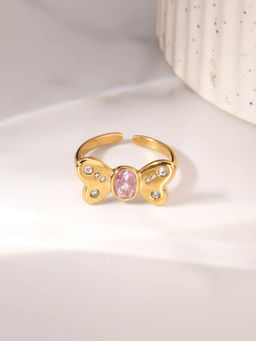 Palmonas - Butterfly Glittering Charm Ring For Womens - Waterproof And Anti-Tarnish