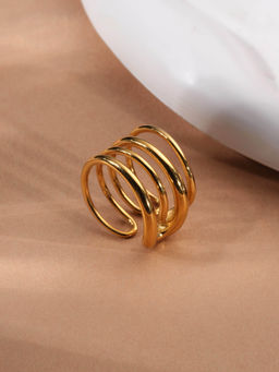 Palmonas - Golden Spiral Statement Ring For Womens - Waterproof And Anti-Tarnish
