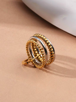 Palmonas - Dual-Tone Safety Pin Accent Stack Ring For Womens - Waterproof And Anti-Tarnish