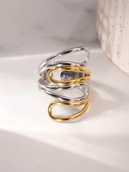 Palmonas - Dual Tone Flow Wrap Ring For Womens - Waterproof And Anti-Tarnish