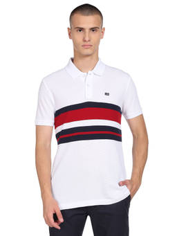 Arrow - Sports White Striped Jacquard Polo Shirt