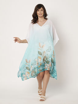 SWI STYLISH - Women's V-Neck Georgette Beachwear Kaftan Dress