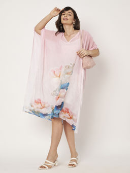 SWI STYLISH - Women's Floral Print V-Neck Beachwear Kaftan Dress