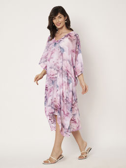 SWI STYLISH - Women's Floral Print Beachwear Kaftan Dress
