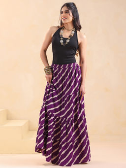 Rimeline - Women's Leheriya Printed Cotton Maxi Skirt