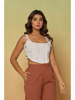 Kasya - White Cotton Sleeveless Corset Top