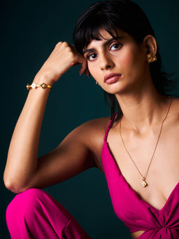 Trazenie - Chameli Jewellery Set -Studs with Long Necklace with Bracelet