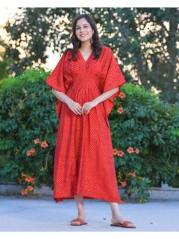 GULABI DORI - Red Muslin Kaftan