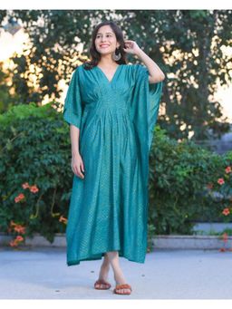 GULABI DORI - Turquoise Muslin Kaftan