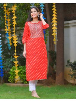 GULABI DORI - Ringing Red Cotton Kurta