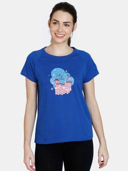 Zivame - Reindeer Knit Cotton Top - Blue Quartz