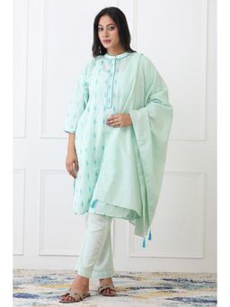 etre comfortwear - Aqua Cotton Woven Kurta With Pant And Dupatta