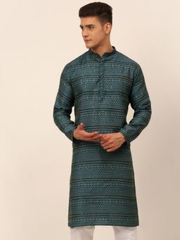 Jompers - Men Teal Printed Kurta