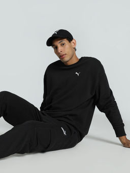 Puma - Wardrobe Ess Relaxed Crew Men Black Sweatshirt