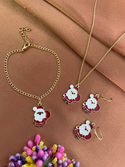 Digital Dress Room - Red Santa Claus Charm Pendant Necklace Set
