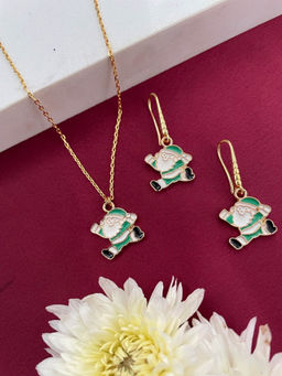 Digital Dress Room - Christmas Green Santa Claus Necklace Set