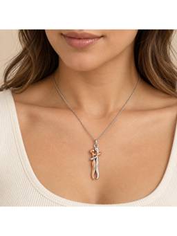 Miora - 925 Sterling Silver Multi-Color Couple Embrace Necklace