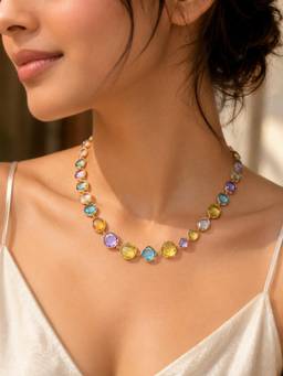 Miora - 925 Sterling Silver Pastel Amethyst Topaz Necklace