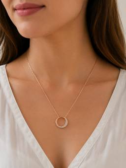 Miora - 925 Sterling Silver Orbit Zirconia Necklace