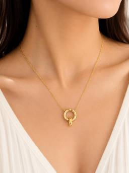 Miora - 925 Sterling Silver Circle Zirconia Necklace