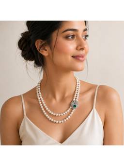 Miora - 925 Sterling Silver Serein Zirconia Pearl Necklace